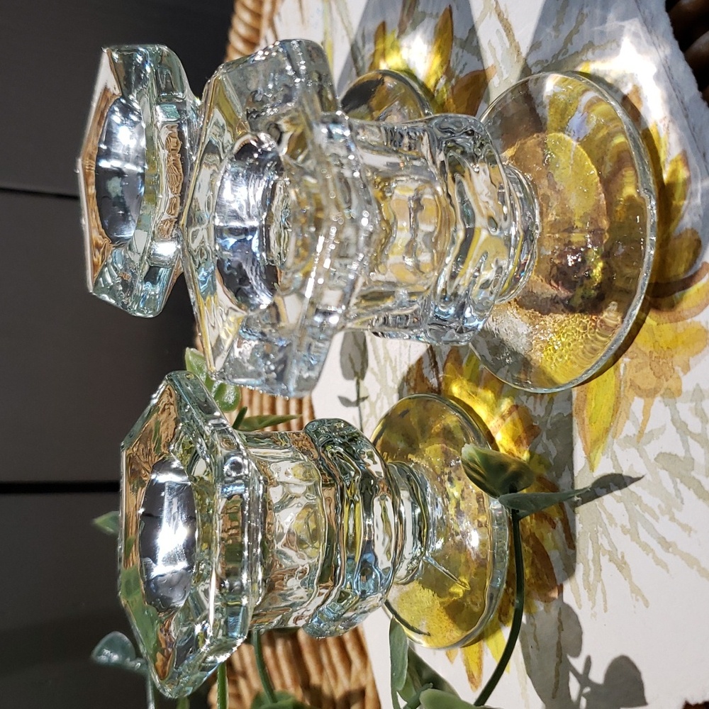 Three glass candle holders 2.125in